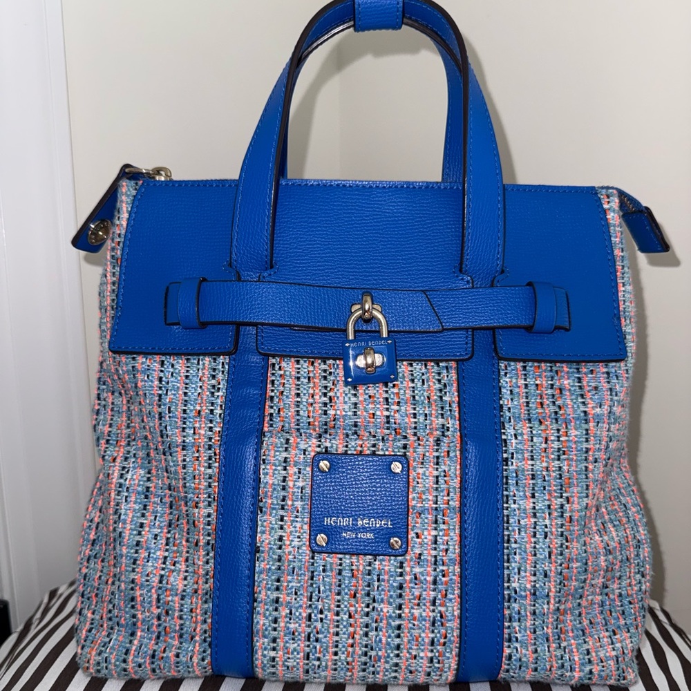 Henri Bendel Blue Tweed Jetsetter NWOT